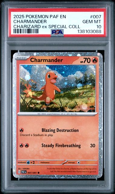 Charmander in its original PSA GEM MT 10 holder, certificate 138103088