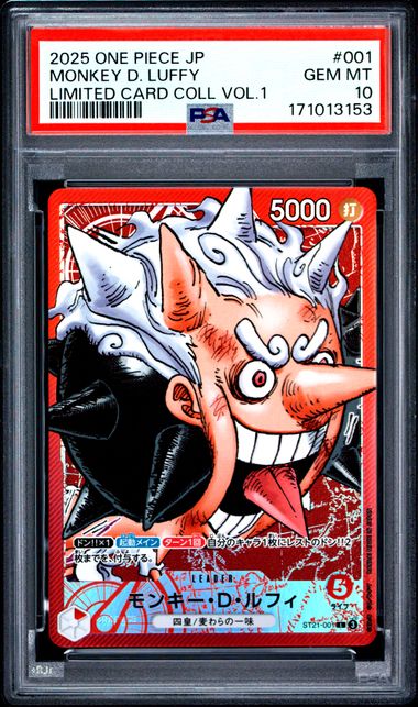 Monkey D. Luffy in its original PSA GEM MT 10 holder, certificate 171013153